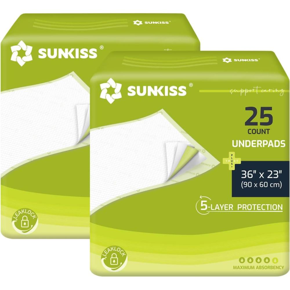 image:imageSUNKISS TrustPlus 36 x 34 Disposable Underpads for Incontinence Super Absorbent Leakproof Bed Pads Furniture Protectors Pee Pads for Adults Kids Elderly and Pets 20 Count36x2350 count