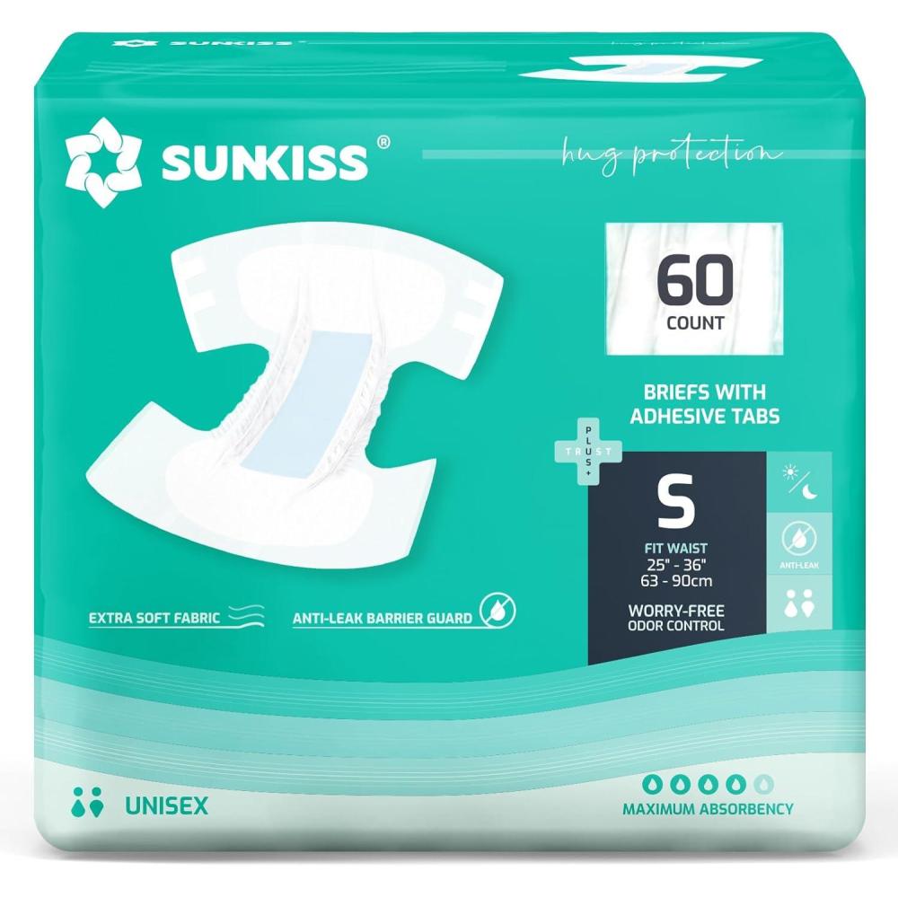 image:imageSUNKISS TrustPlus Adult Diapers with Maximum Absorbency Disposable Incontinence Briefs with Tabs for Men and Women Odor Control XXLarge 15 CountSmall Pack of 60