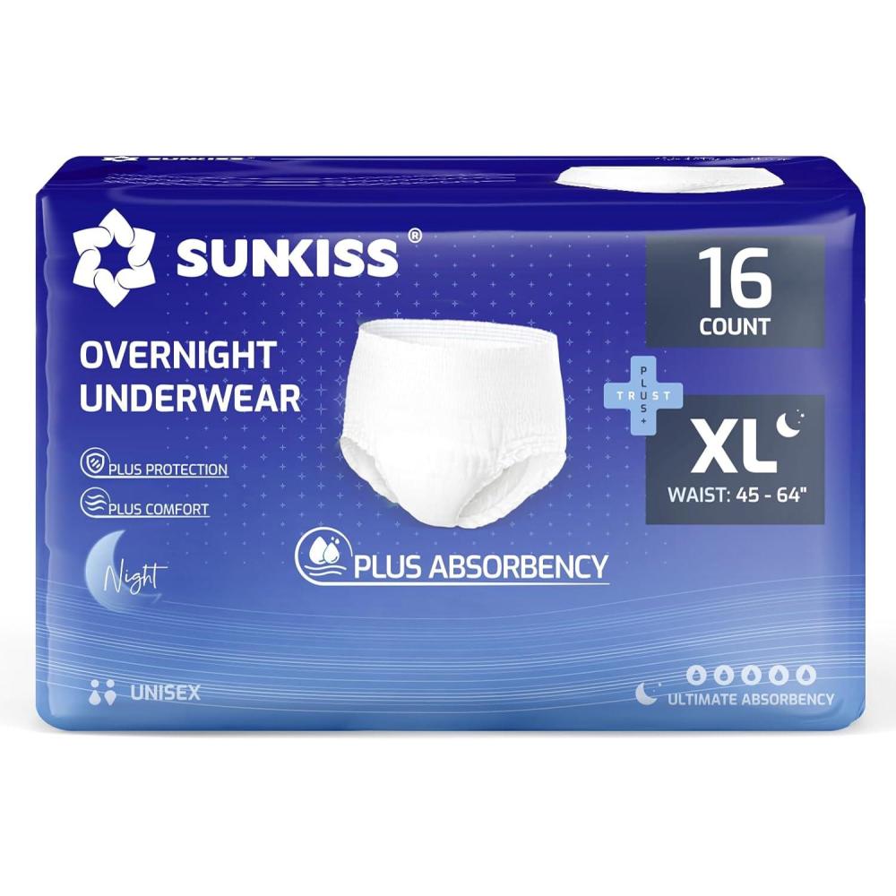 image:imageSUNKISS TrustPlus Incontinence and Postpartum Underwear for Men and Women Disposable Protective Underwear with Overnight Comfort Absorbency XLarge 16 CountXLarge Overnight 16 Count