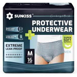SUNKISS Incontinence Underwear for Men, Daytime Disposable Adult Pull Ups, Mens Protective Diapers with Maximum Absorbency, Large, Grey, 30 Count(Medium)