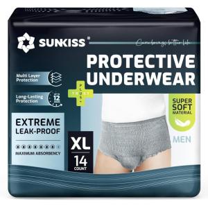 SUNKISS Incontinence Underwear for Men, Daytime Disposable Adult Pull Ups, Mens Protective Diapers with Maximum Absorbency, Large, Grey, 30 Count(X-Large)