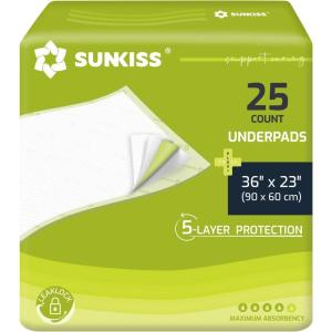 SUNKISS TrustPlus 36″ x 34″ Disposable Underpads for Incontinence, Super Absorbent Leakproof Bed Pads, Furniture Protectors, Pee Pads for Adults, Kids, Elderly, and Pets, 20 Count(36″x23″-25 count)