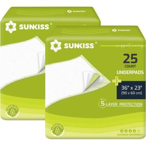 SUNKISS TrustPlus 36″ x 34″ Disposable Underpads for Incontinence, Super Absorbent Leakproof Bed Pads, Furniture Protectors, Pee Pads for Adults, Kids, Elderly, and Pets, 20 Count(36″x23″-50 count)