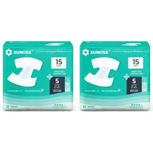 SUNKISS TrustPlus Adult Diapers with Maximum Absorbency, Disposable Incontinence Briefs with Tabs for Men and Women, Odor Control, XXLarge, 15 Count(Small (Pack of 30))