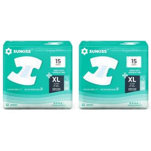SUNKISS TrustPlus Adult Diapers with Maximum Absorbency, Disposable Incontinence Briefs with Tabs for Men and Women, Odor Control, XXLarge, 15 Count(X-Large (Pack of 30))