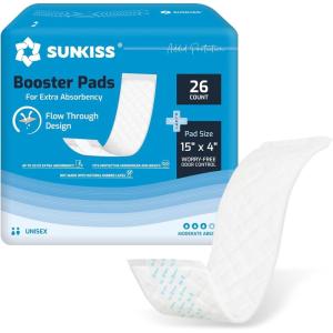 SUNKISS Trustplus Incontinence Booster Pads 14” for Women and Men, Extra Absorbency for Adult Incontinence Underwear and Diapers, Odor Control, 30 Count(15″ x 4″)