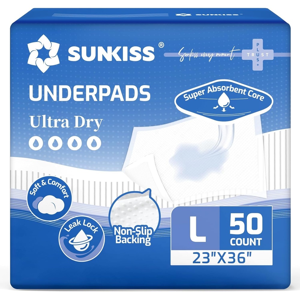 image:imageSUNKISS Disposable Underpads 30 x 36 Super Absorbent Incontinence Bed Pads with NonSlip Backing Extra Large Chux Pads for Adults Kids Elderly and Pets 50 Count23 x 3650 Count
