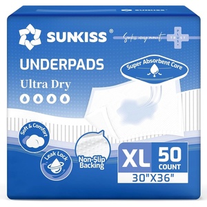 SUNKISS Disposable Underpads 30″ x 36″, Super Absorbent Incontinence Bed Pads with Non-Slip Backing, Extra Large Chux Pads for Adults, Kids, Elderly, and Pets, 50 Count(30″ x 36″(50 Count))